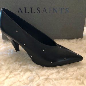 ALLSAINTS Black Adrianna Leather Studded Pumps